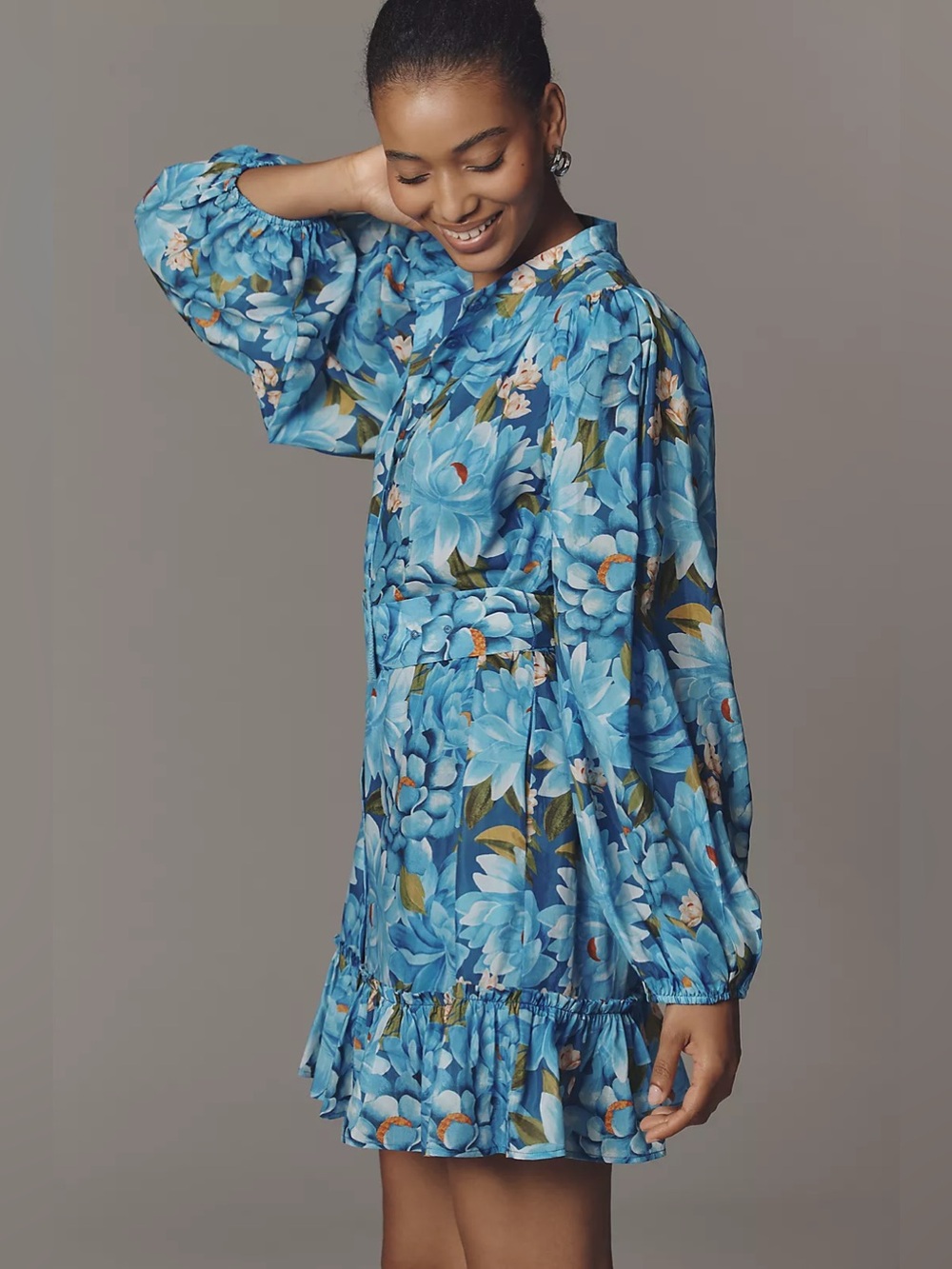 NWT Farm Rio x Anthropologie Long-Sleeve Mini Swing Dress - Picture 4 of 4